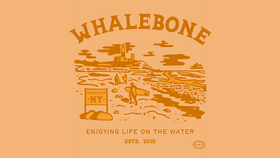 Whalebone Surf Tee Design beach coast graphic design illustration lighthouse longboard new york ocean orange surf surfing t shirt wave whalebone