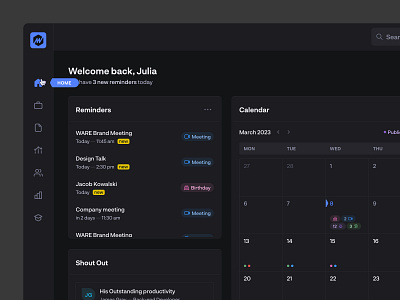 HR Management - Dark Mode clean dark mode dashboard hr management interaction design minimal platform sleak ui user interface