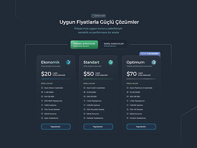 Pricing card design card design dark design dark mode dark theme landing page design pricing card server ui design ux design web design