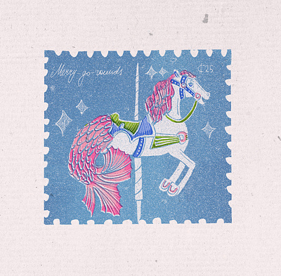 Aquatic Horse children books illustration digital illustration fairground horses illustrated stamps illustration procreate art stamps