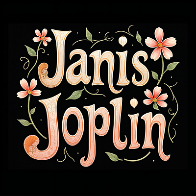 Janis Joplin Blossoms of Soul intricate details nostalgic artwork