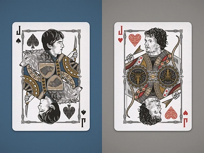 Game of Thrones (Face cards) engraving game of thrones hbo illustration peter voth design playing cards theory11