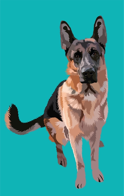 Phorcys animal animal artwork art breed specific colorful design dog dog portrait german shepherd illustration pet pet illustration pet portrait phorcys portrait vector vector art vibrant colors