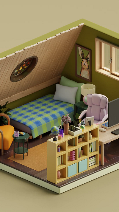 The Attic Room 3d 3d modeling blender blendercycles design illustration lighting model render