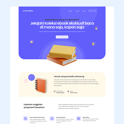Amara ebook ebook gallery landingpage purple simple ui ux website