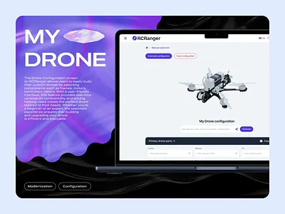 Effortless Drone Customization in Just a Few Clicks 3d drone ai integration custom drone design drone drone builder drone configuration drone details drone specs figma design optimization product page scroll ui ui design user interface ux ux design web design website