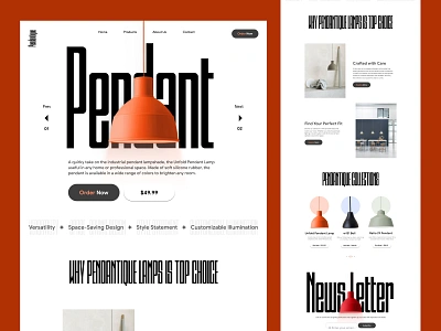 Pendantique Lamps Landing Page clean ui ecommerce header hero homepage landing page minimal modern shopify typography ui uiux ux web web design website