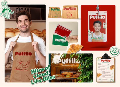 Puffilo Mockup: Freshly baked design goodness! 🍞✨ brandidentity branding bread cake design fb food beverage graphic design illustration logo logo design packaging stationery vector