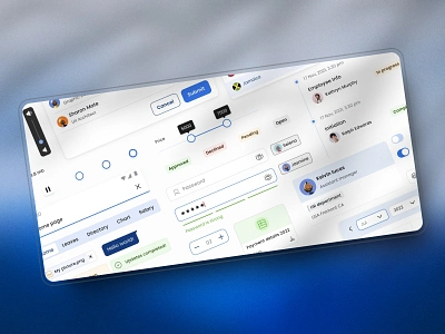 Leena AI Design System - Preview ai app atomic design system blue chatbot chips design system error state mobile app modal password slider tabs toggle ui ux