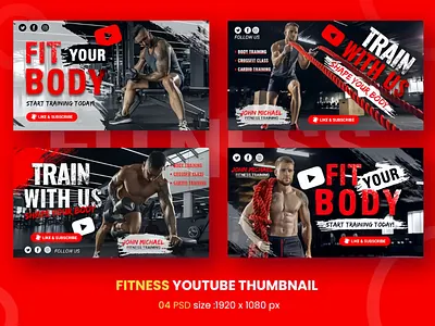 Fitness youtube thumbnail design to grow your channel massively! exercise and wellness thumbnails