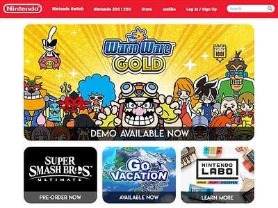 Nintendo Website UI nintendo ui website