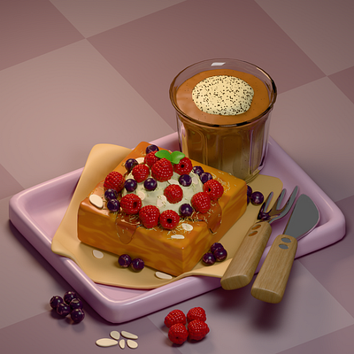 French Toast 3d animation blender food illustration