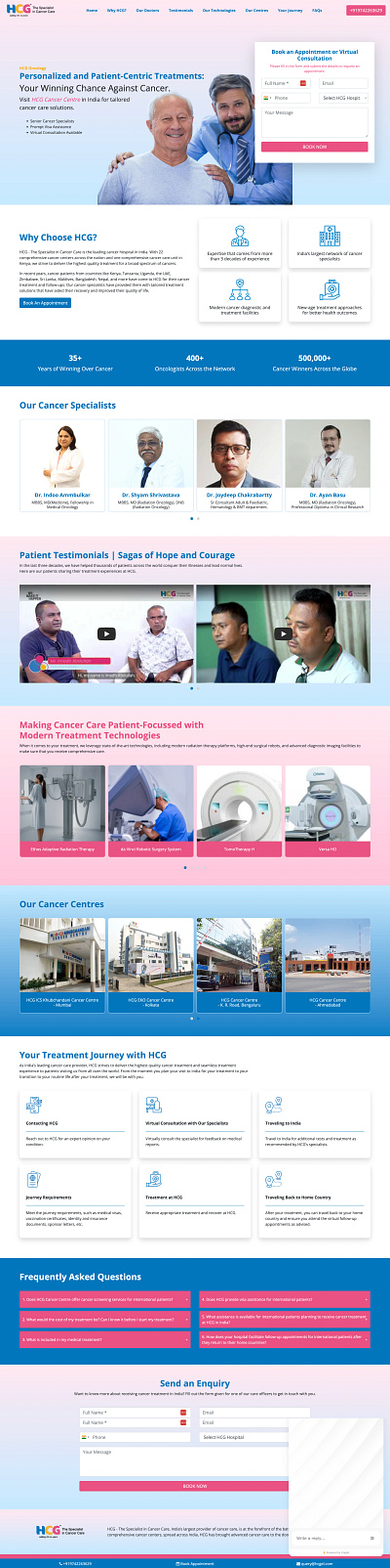 HCG Oncology - International Brand Landing Page branding custom php template design php custom template web wordpress custom theme