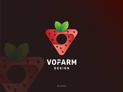 VOFARM DESIGN Creative Logo Design bold branding coin design farm fruit geometric graphic design icon iconic leaf leaves logo logo design modern strawberry strawberry logo triangle ui ux