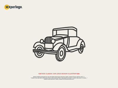 Vintage classic car logo design illustration