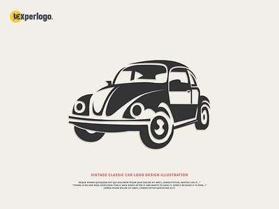 Vintage classic car logo design illustration