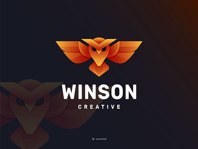 WINSON Creative Logo Design animal bird branding colorful creative design freedom gradient gradient owl graphic design iconic illustration logo logoinspiration logomaker modern owl smart technology vector