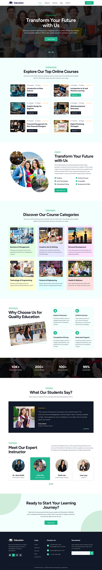 Education Website Landing Page Design branding education graphic design landingpage layout logo template ui uidesign uiux website websitedesign