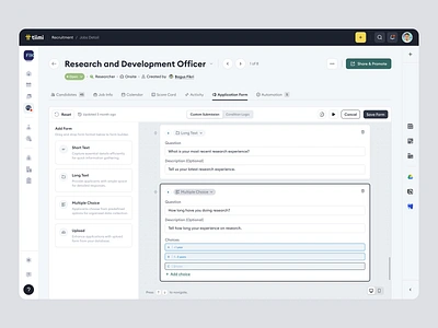 Tiimi - Edit Application Form in a SaaS HR Management System application form candidates company hr hrd hrm hrms hrs job product design recruitment saas saas design staff management talent team management ui ux web app web design