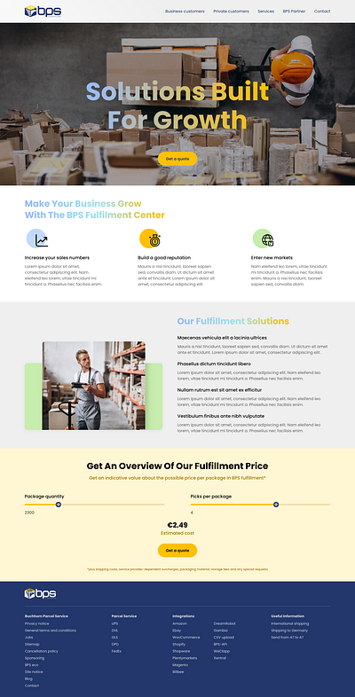 Fulfilment Center Landing Page fulfillment fulfilment landing page landing page design shipping ui ui design web design website design