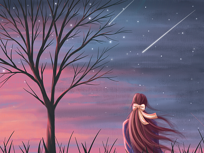 Hope Beyond the Dusk art artwork beauty digital art digital illustration drawing dusk hope illustration procreate sky standing sunset twilight woman