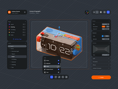 Dashboard for a 3D Editor ✦ Meshio admin panel analytics charts crm dashboard design erp graphs interface management product saas sidebar system table ui ux