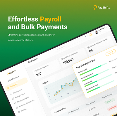 Payshifts - Payroll Management Dashboard branding fintech illustration logo ui website