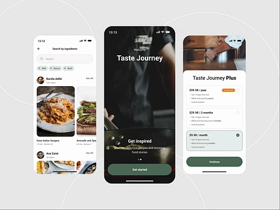 Cooking App - UI Design app home app intro clean ui cooking cooking app cooking ui design home app home ui intro page intro ui minimal ui payment page product product design subscription page subscription ui ui ui design ux