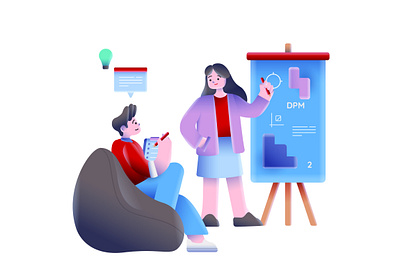 Brainstorming Illustration branding brief character collaboration concept data illustration landing page telkom ui vector website working