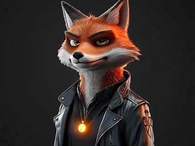 The Rebel Fox 3d 3d modelling 78pl4x9 blender cgi character design fox futuristic glowing jacket leather modern sci fi