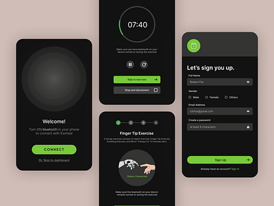 Exoheal Intro + Exercise Flow app design ui ux