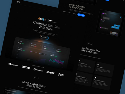 Sync Website analytics business data analysis landing page management sync system uiux user interface web design
