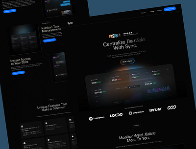 Sync Website analytics business data analysis landing page management sync system uiux user interface web design