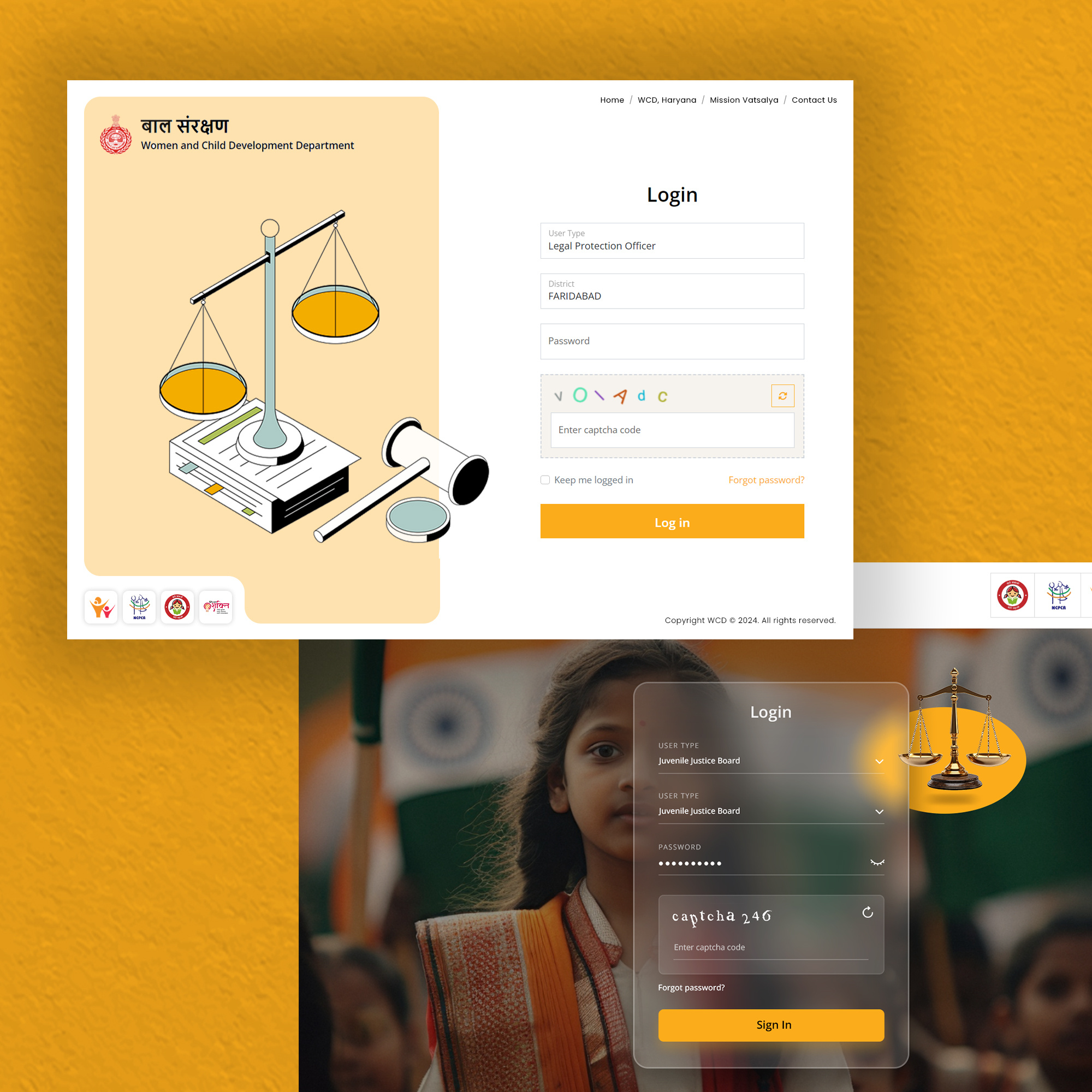 Women and Child Development Login Page figma gourmet law login page ui ux web design website