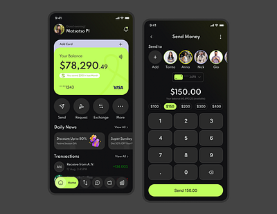 Bankify - Dark Mode appdesign design figma financeapp minimal mobiledesign productdesign ui ux