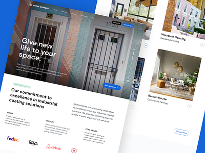 Prime Coating Landing Page building house landing page property real estate rent uiux user interface web design website