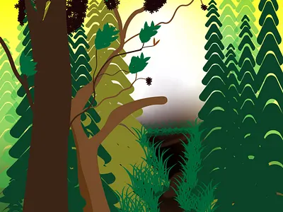 PATH TO THE FOREST 2d flat art adobe illustrator digital art environment art forest art illustration inspiration from nature landscape illustration nature art nature illustrator nature lover portrait art vector art