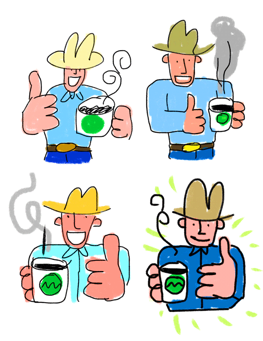 Pitch for doodles of cowboys drinking coffee animation coffee cowboys doodles drawing funny illustration quickhoney sketches