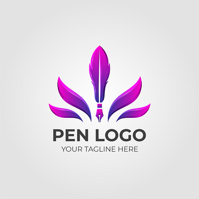 gradient quill pen logo logo