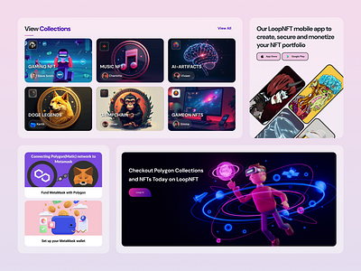 LoopNFT - Blockchain Platform aiartifacts blockchainplatform branding cryptocollectibles figmadesign gamingnfts loopnftai metamask musicnfts nfts polygonnetwork uidesign uiux