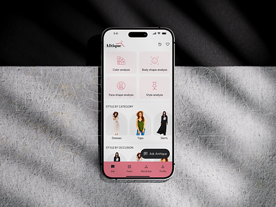 AI Fashion Style App addtocart ai aidesign appdesign application branded clothes design ecommerce fashion shopping stylish ui uiux wishlist