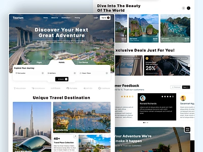 Tourism - Travel Booking 🌍 Landing page Design booking discover holiday homepage hotel ticketing tour tour landing page transportation travel agency travel website travelling ui