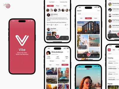 Vibe - Catch the Vibe, Share the Moment android branding clean design flutter ios mobile ui ux