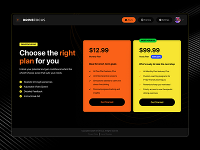 Subscription Plan - Dark UI application design dark ui ui design ui ux userinterface