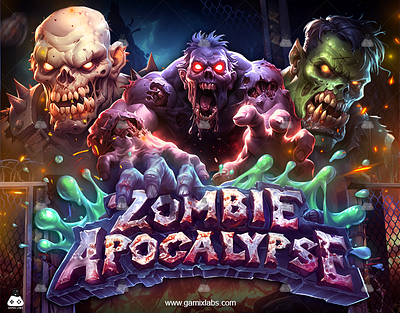 Zombie Apocalypse Slot Artwork – Spooky Gaming Experience 2d art services 2d artwork animation art outsourcing company concept art services game characters game development gamix labs slot slot 2d artwork slot animation services slot art services slot character desingning slot game development services zombie slot animation zombie slot artwork zombie slot machine zombie slot serviecs