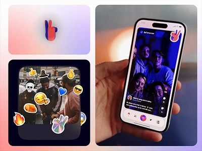 Hapiic — Reveal stickers on your friend's posts ✌️ animation app app design design friends interaction mobile post protopie social social media sticker tilt ui