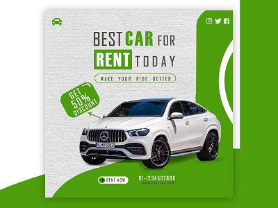 Car Rental Banner branding designing graphic design photoshop post social media ui