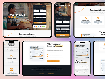 Invest on Amazon-Landing Page Design amazoninvestment cleanui conversionfocused financialgrowth investorplatform landingpagedesign leadgeneration modernwebdesign responsivedesign ui uiuxdesign userexperience uxcasestudy webdesign