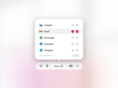 Share project popover copy copy link devdock invite link members minimalist popover popup product design saas share social share software ui ux web app