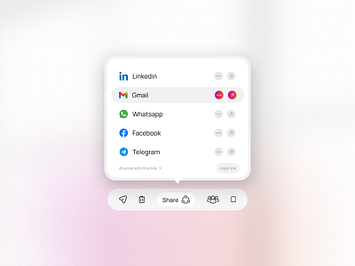 Share project popover copy copy link devdock invite link members minimalist popover popup product design saas share social share software ui ux web app